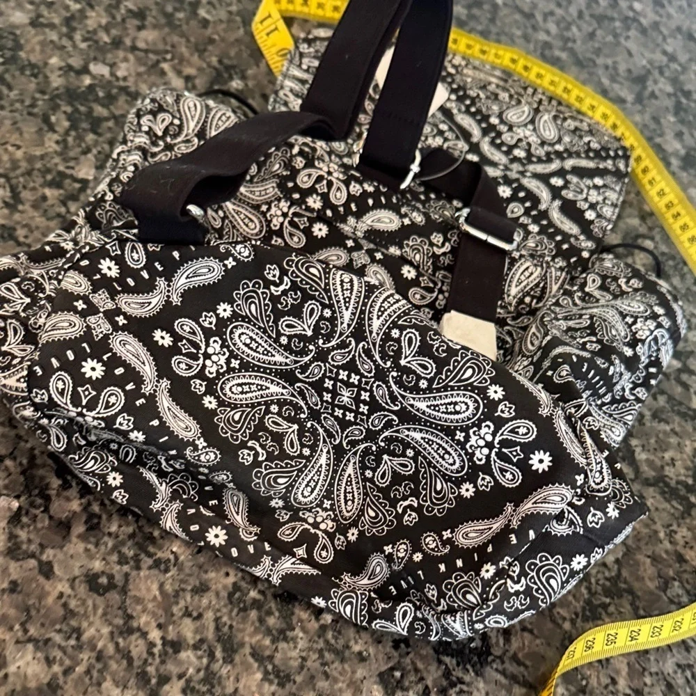 PINK Victoria's Secret Black and White Paisley Backpack NWT